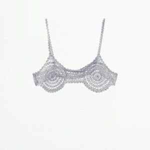 Zara Silver Crochet Bralette
